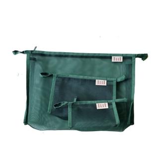 【liil 理理】超輕量三角網紗收納袋 湖水綠 3入組(物品袋 工具袋 分類袋 資料袋 文件袋)