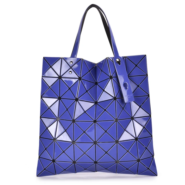 ISSEY MIYAKE 三宅一生 BAOBAO 雙色亮面方格6x6透光手提包(藍紫/淺紫)