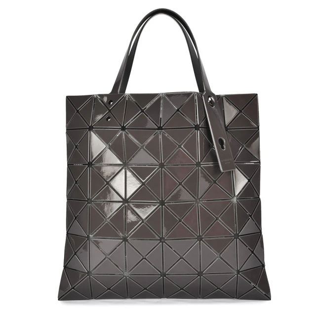 ISSEY MIYAKE 三宅一生 BAOBAO 雙色亮面方格6x6透光手提包(深灰/淺灰)