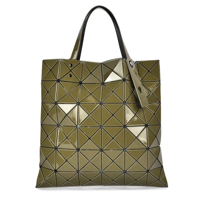 ISSEY MIYAKE 三宅一生 BAOBAO 雙色亮面方格6x6透光手提包(卡其綠/淺綠)