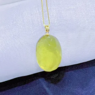 【勝弘珠寶】多明尼加藍珀精緻鑽切項鍊