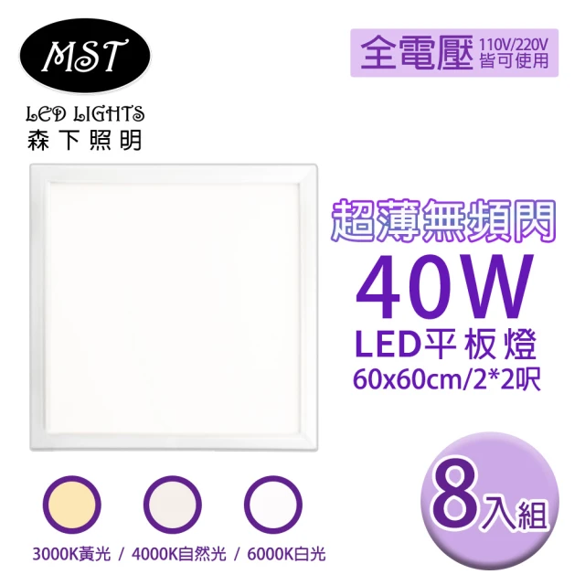 MST LED 超薄無頻閃40W平板燈 60*60cm 8入(白光/自然光/黃光)