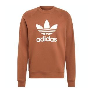 【adidas 愛迪達】Trefoil Crew 男 長袖 上衣 衛衣 運動 經典 三葉草 休閒 棉質 棕(IZ2357)