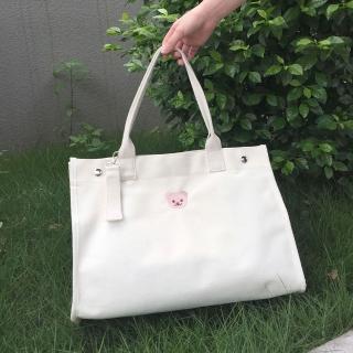 【LEESA】刺繡小熊包\日系包包\帆布包\媽媽包\防水包\大容量\母嬰包\手提托特包\休閒手提包