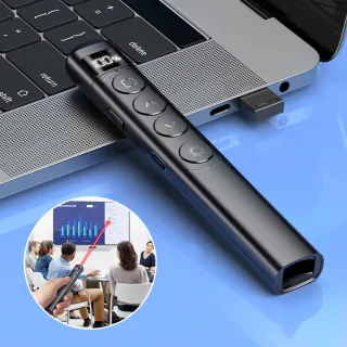 【YOMAX】S7 多功能磁吸數顯雷射翻頁筆 專業輕薄雷射簡報筆/雷射筆 PPT 遙控筆 講課筆 即插即用 新年禮物