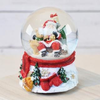 【YU Living 信歐傢居】日本進口 聖誕老公公與小熊音樂盒雪花球 6吋高(多色/聖誕擺飾 桌上擺件)