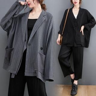 【米蘭精品】現貨+預購 風衣長版外套(寬鬆拼接開襟衫女外套2色74jb33)