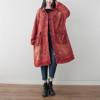 【巴黎精品】現貨+預購 風衣外套民族風大衣(迷彩拼接印花中長款女外套3色a1iq53)
