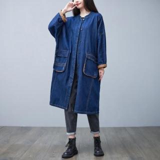 【巴黎精品】現貨+預購 風衣外套民族風大衣(蝙蝠袖大口袋長款牛仔女外套a1iq44)