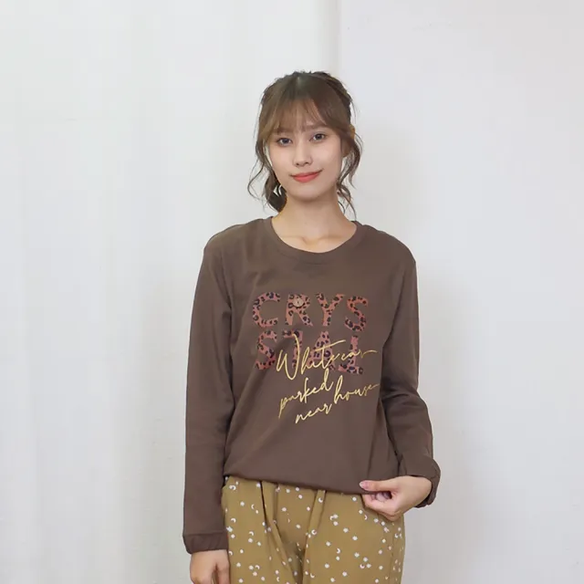 【Hana Mokuba】花木馬日系女裝層次大印花圓領長袖T恤(T恤)