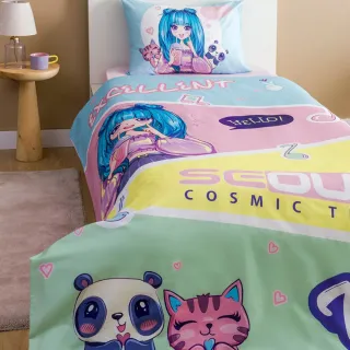 【SOLO 歐洲家居】LCW Home 日韓流行 夢幻星旅少女 土耳其製 100x200CM(床包 兒童床包 單人床包)