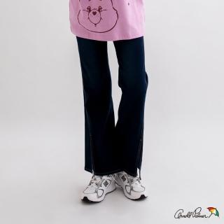 【Arnold Palmer 雨傘】女裝-膠原蛋白機能側開衩喇叭牛仔長褲(深藍色)
