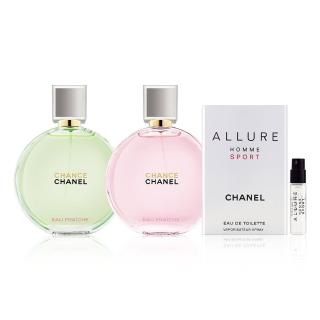【CHANEL 香奈兒】CHANCE 粉紅甜蜜.綠色氣息.黃色邂逅 香水 50ml(國際航空版.EDP/贈 男性運動淡香水 1.5ml)