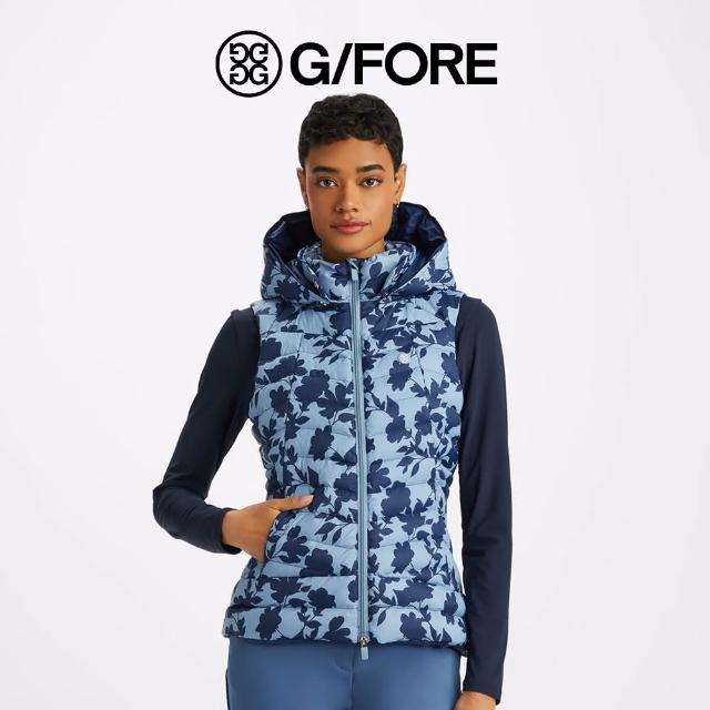 【G/FORE】TONAL FLORAL NYLON PUFFER VEST 背心外套 藍色(G4LF23O42-FJORD)