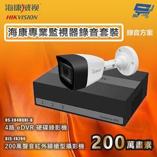 【CHANG YUN 昌運】海康專業監視器錄音套裝 錄音方案 錄音錄影 1臺攝影機＋1臺主機 內建SSD硬碟