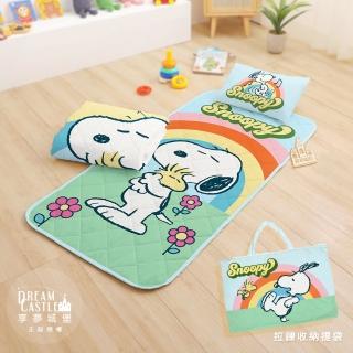 【享夢城堡】MIT兒童四季被童枕睡墊收納袋四件組-史努比Snoopy 彩虹好友 卡通授權幼兒園午睡