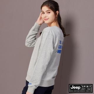 【JEEP】女裝 層次感字母刺繡大學T(灰色)