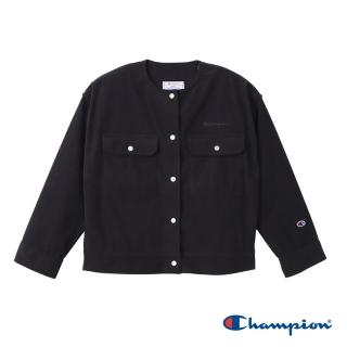 【Champion】官方直營-CASUAL 草寫LOGO刺繡燈芯絨開襟排扣口袋無領外套/工裝夾克-女(3色可選)