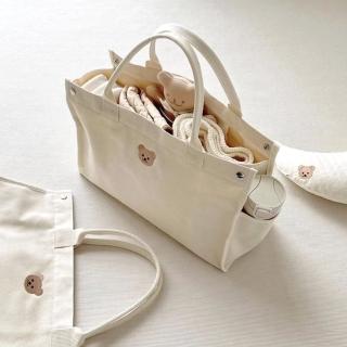【LEEHER】帆布包/包包/可愛包包/刺繡小熊/媽媽包/防水包/大容量/媽媽包/休閒包/手提托特包/禮