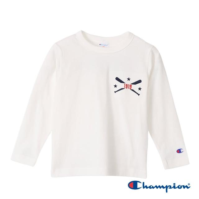 【Champion】官方直營-CASUAL 刺繡x印花純棉圓領上衣/休閒圓領TEE-男童(3色可選)