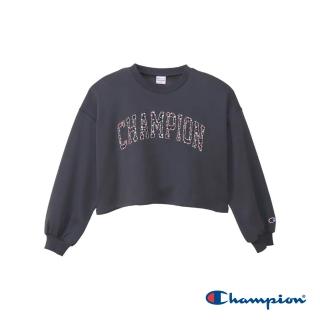 【Champion】官方直營-CASUAL 拱型LOGO印花拉絨短版圓領上衣/休閒圓領TEE-女童(3色可選)