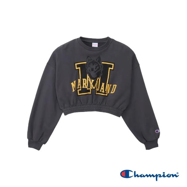 【Champion】官方直營-CASUAL 設計印花純棉收腰短版圓領上衣/休閒圓領TEE-女童(3色可選)