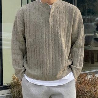 【巴黎精品】現貨+預購 針織衫長袖T恤(圓領麻花高階感男上衣3色a1io53)