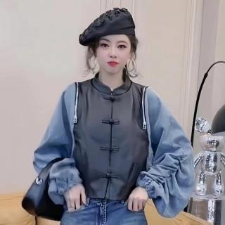 【巴黎精品】現貨+預購 皮衣外套真皮夾克(羊皮盤扣拼接針織袖女外套4色a1iw19)