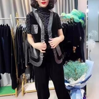 【巴黎精品】現貨+預購 皮衣背心真皮夾克(羊皮休閒新中式民族風馬甲女外套黑色a1iw10)