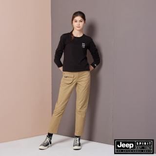 【JEEP】女裝 單側造型立體口袋長褲(卡其色)