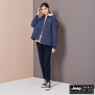 【JEEP】女裝 單側造型立體口袋長褲(藍色)