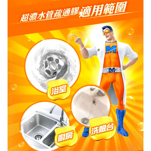 【威猛先生】超濃水管疏通膠800g 4入組(清潔劑、管道堵塞)