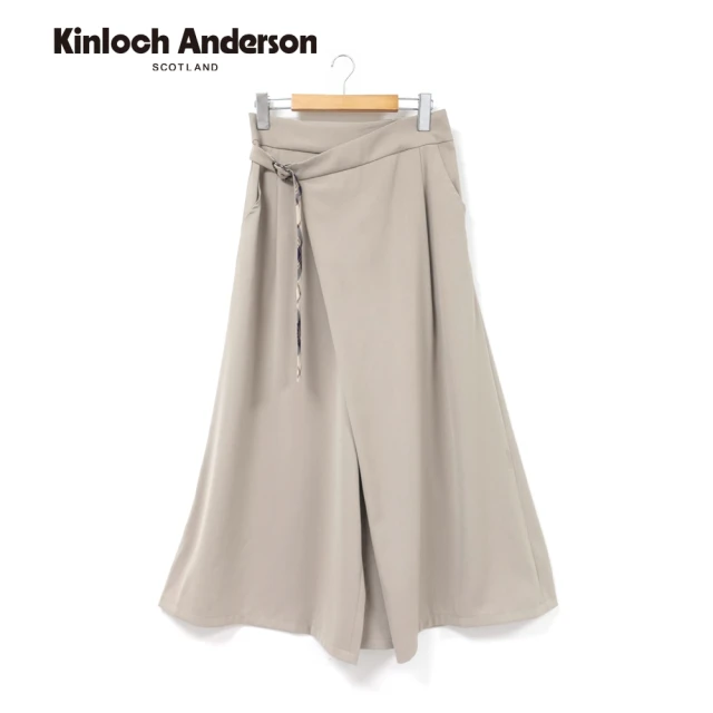 Kinloch Anderson 金安德森女裝 甜美熊頭格紋腰帶造型寬褲(KA1362016 米灰/黑色)