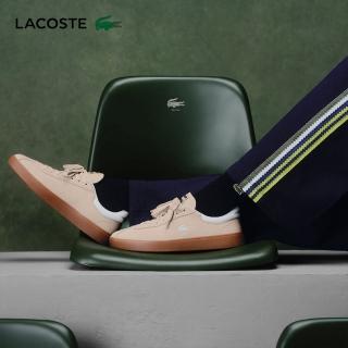 【LACOSTE】女鞋-Baseshot麂皮復古休閒鞋(米白色)