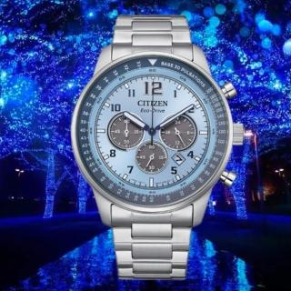 【CITIZEN 星辰】Chronograph 藍色聖誕序曲 光動能碼錶計時腕款/44mm(CA4500-83M)