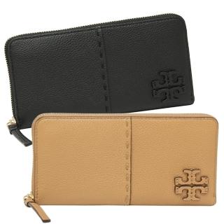 【TORY BURCH】MCGRAW專櫃款皮革T LOGO拉鍊式長夾(2色)