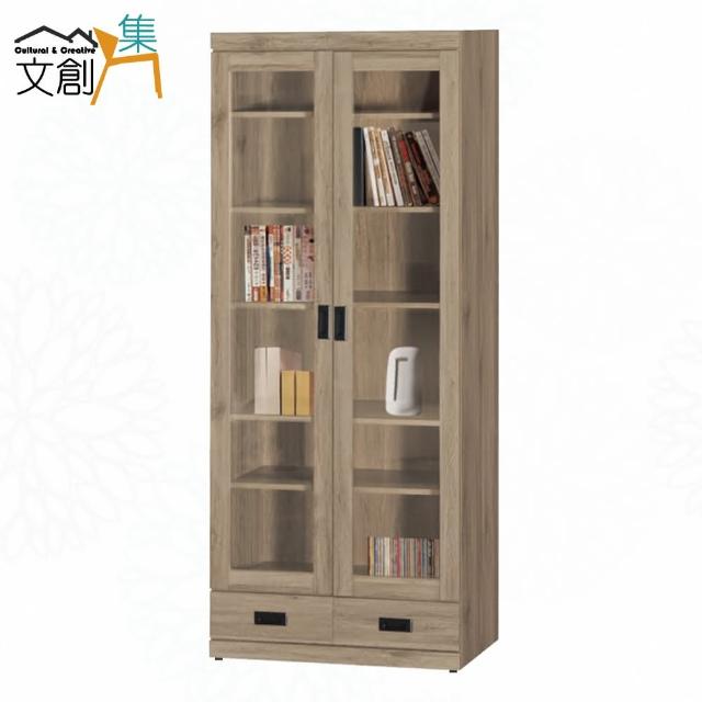 【文創集】赫卡2.7尺二門二抽書櫃