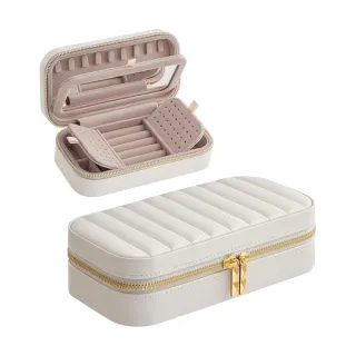 【Londee】旅行便攜首飾收納盒 大容量珠寶盒 帶鏡子飾品盒 交換禮物(項鏈/耳環/戒指/手錶收納)