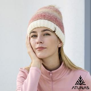 【ATUNAS 歐都納】中性款石墨烯羊毛漸層針織保暖毛帽(A1AH2404N漸層粉/戶外休閒/旅遊/賞雪/造型穿搭)