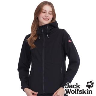 【Jack wolfskin 飛狼】女 防風防潑水內刷毛保暖外套 Softshell 連帽軟殼衣(午夜黑)