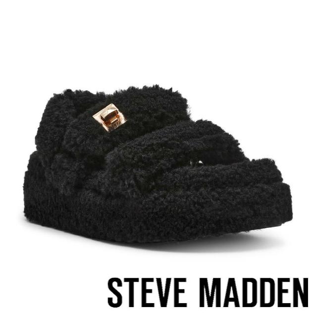 【steve madden】BIGMONA-F 可愛毛毛雙帶涼鞋(黑色)