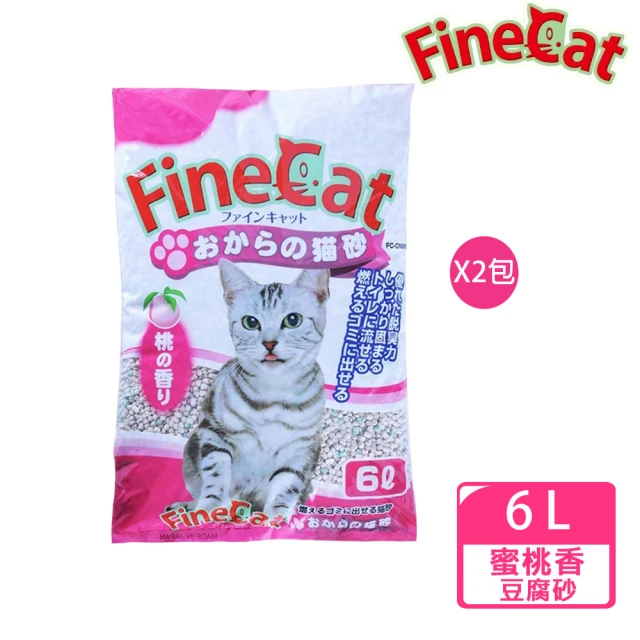 Fine Cat 豆腐砂6L-蜜桃香X2包(環保砂 貓砂)