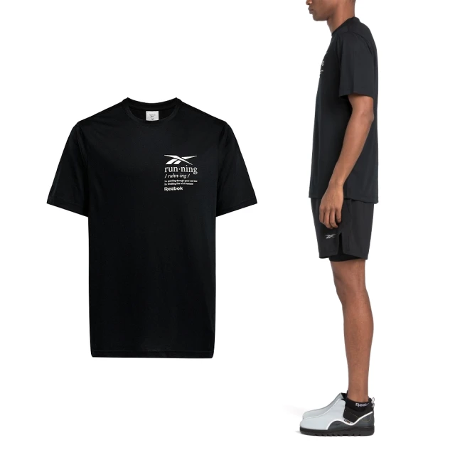 REEBOK run Graphic Ss Tee 男款 黑色 舒適 圓領 棉質 休閒 短袖 100204294