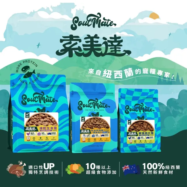 【Soulmate 索美達】凍乾生食餐 400g(凍乾、生食、犬主食、犬飼料、犬生食、純肉、無肉粉)