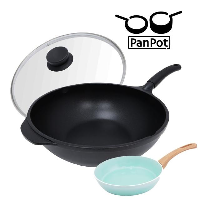 【PANPOT】日本32CM單柄炒鍋+20CM不沾平底鍋(電磁爐可)