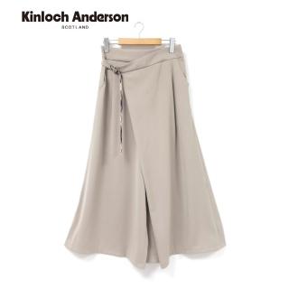 【Kinloch Anderson】金安德森女裝 甜美熊頭格紋腰帶造型寬褲(KA1362016 米灰/黑色)