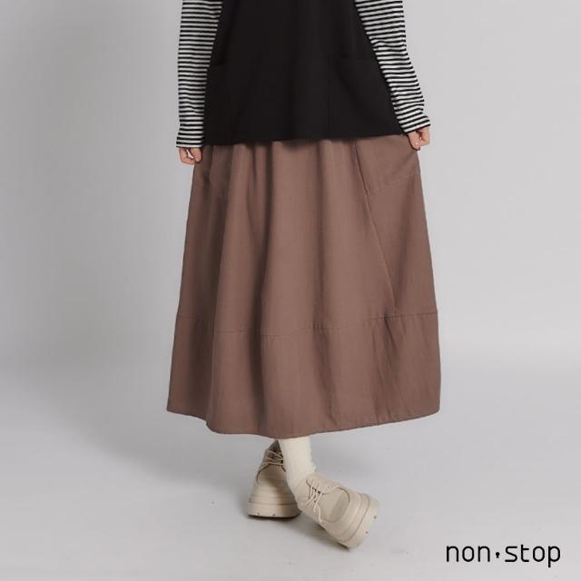 【non-stop】側袋飾縫釦剪接半身裙-2色