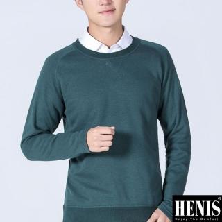 【HENIS】時尚型男速暖絨圓領素色保暖衫(2件組 隨機取色)