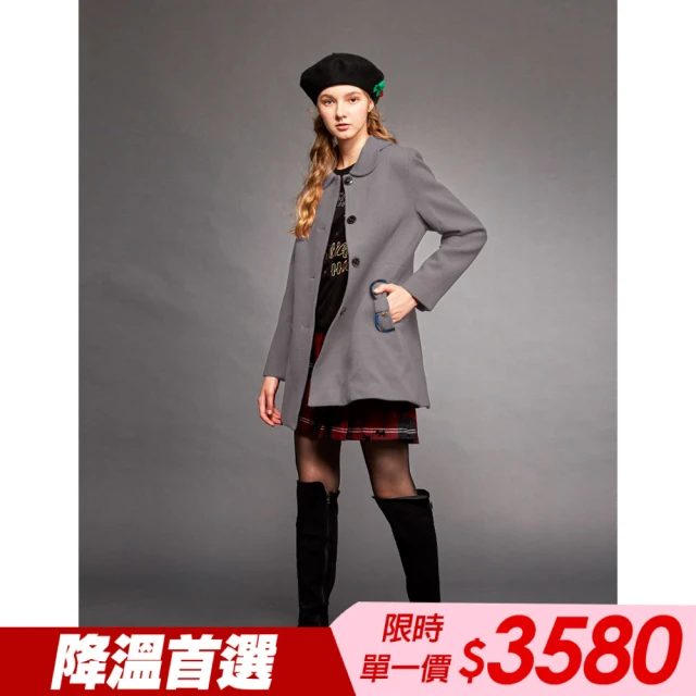 SCOTTISH HOUSE 拼接格七分袖洋裝-卡其紅格 C