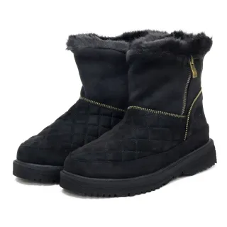 【北國佳麗】女 簡約時尚中筒保暖雪靴.雪鞋.靴子/冰爪設計.內層刷毛蓄熱透氣(SN269 黑色)